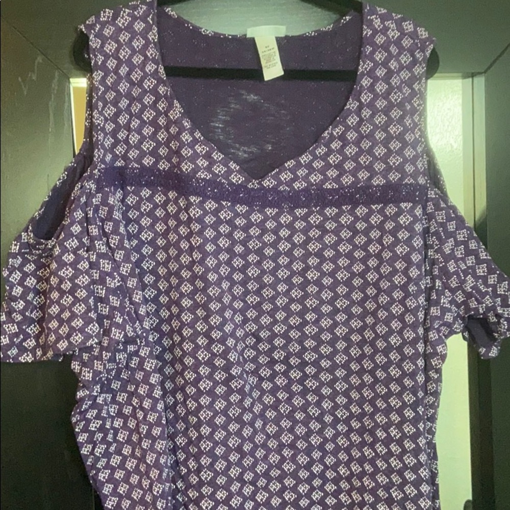 Catherine’s Plus Purple Peep Shoulder Top